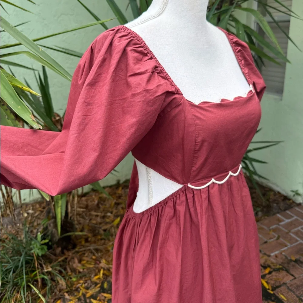 Cut Out Bow Back Rust Dress